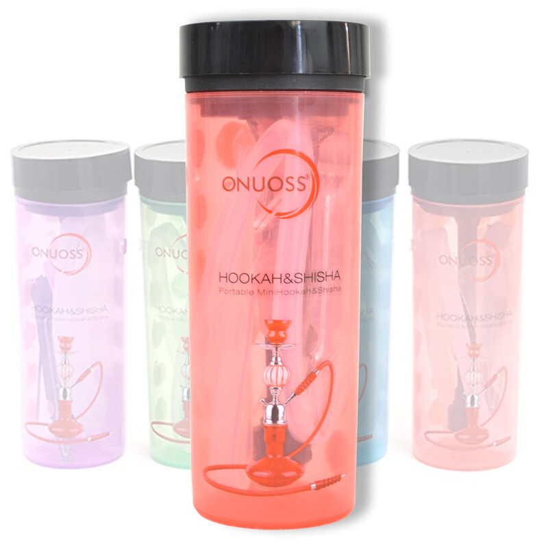 Onuoss Multi Fruits Logo Portable Mini 7′ Cup Hookah Tobacco Water Pipe Red Pink