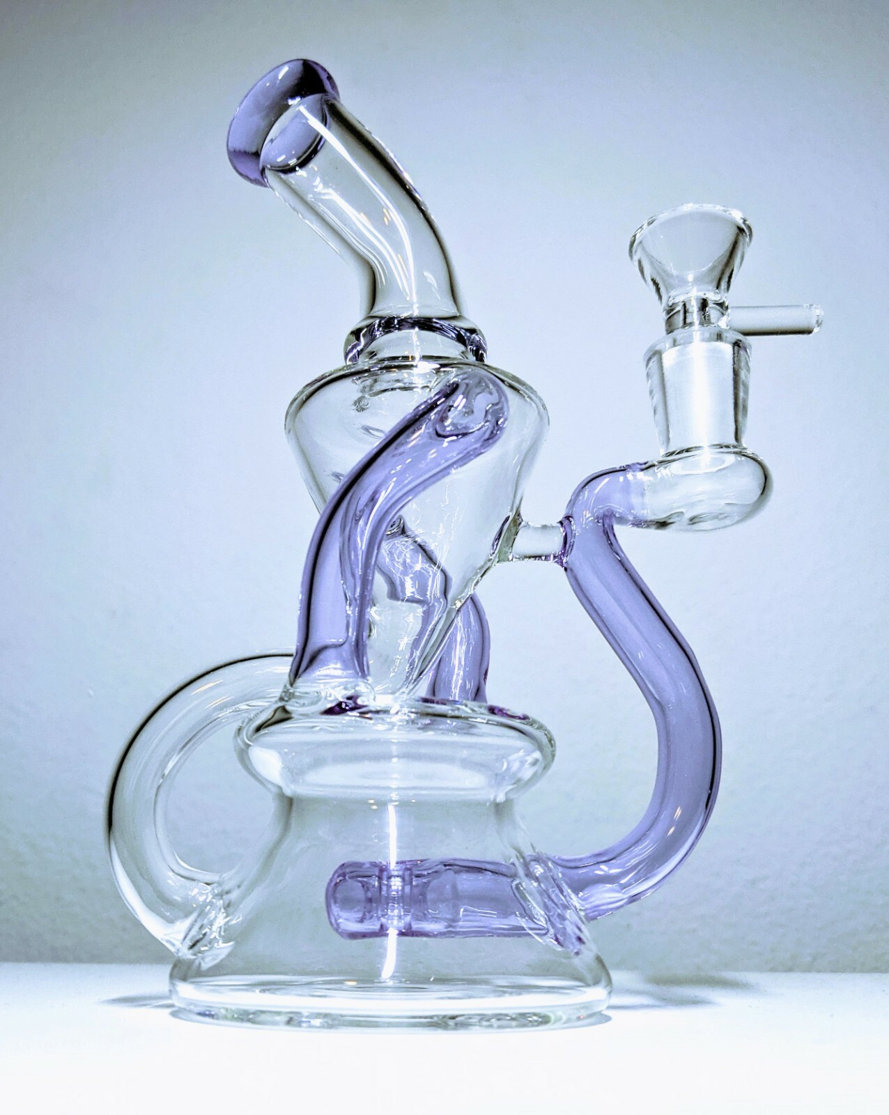 8″ Purple Klein Vortex Recycler Tobacco Smoking Water Pipe Hookah Bubbler Bong