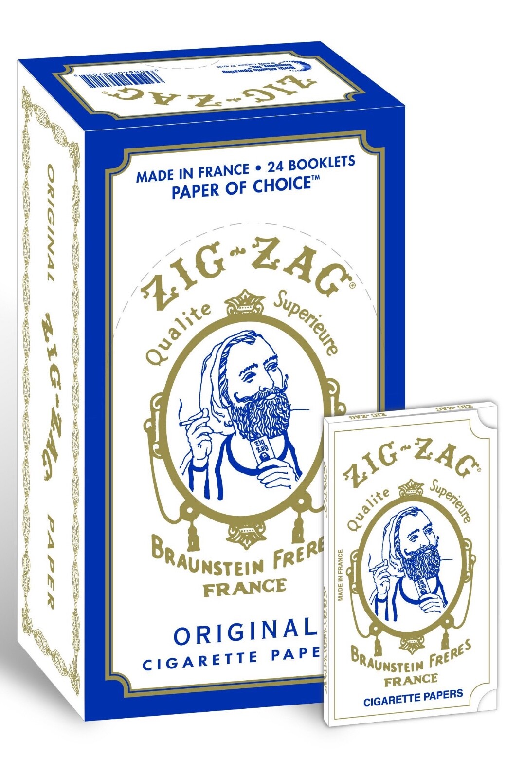 1 BOX of 24 PACKS – ZIG ZAG ORIGINAL WHITE ROLLING PAPERS – FREE SHIPPING