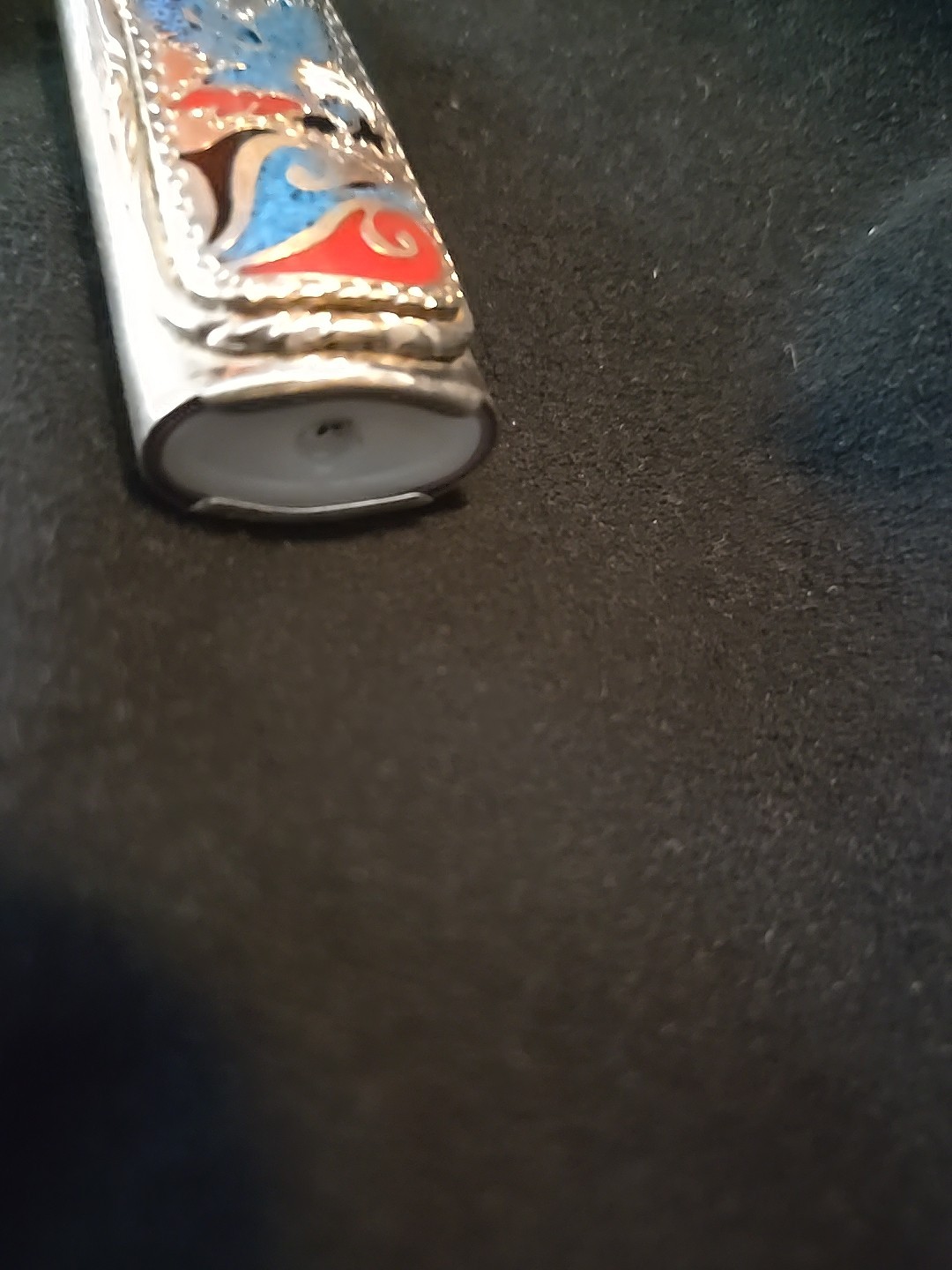 Vtg Lighter Case EAGLE Silver Coral Turquoise Western Cover Holder fits Bic
