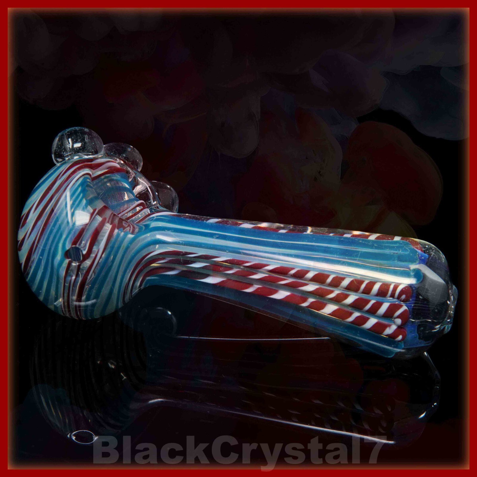 4.5 in Handmade Thick Pure Red Blue Pinstripe Tobacco Smoking Bowl Glass Pipes