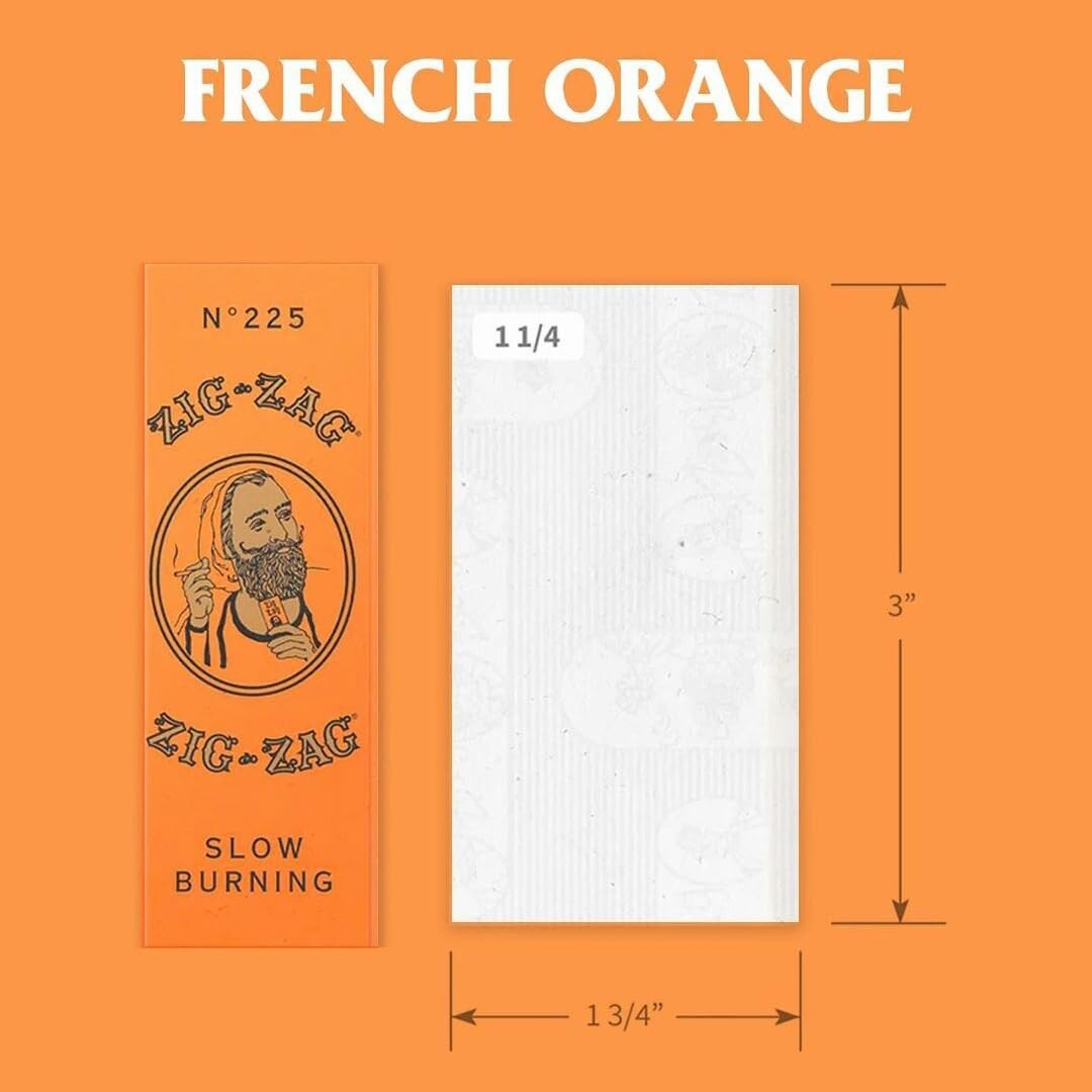😎ZIG ZAG ORANGE CIGARETTE ROLLING PAPERS 1 1/4, 6 BOOKLETS✨👀