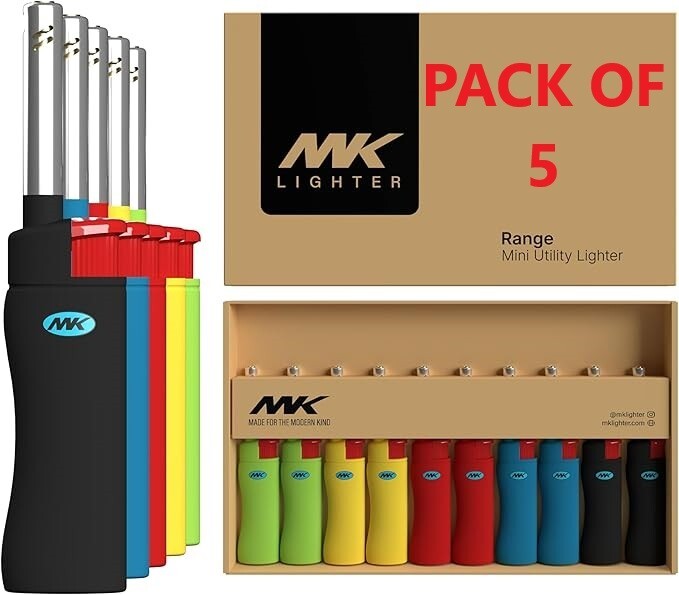 PACK OF 5 MK RANGE CANDLE LIGHTER WINDPROOF, REFILLABLE, SLIP GUARD (00841)