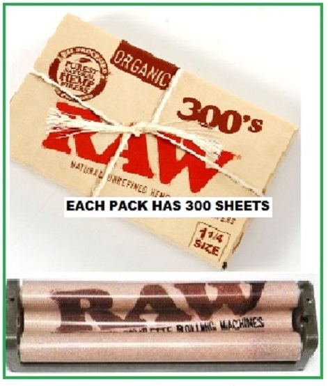 RAW 300’s ORGANIC Hemp Cigarette Papers and 79mm hemp plastic ROLLING MACHINE