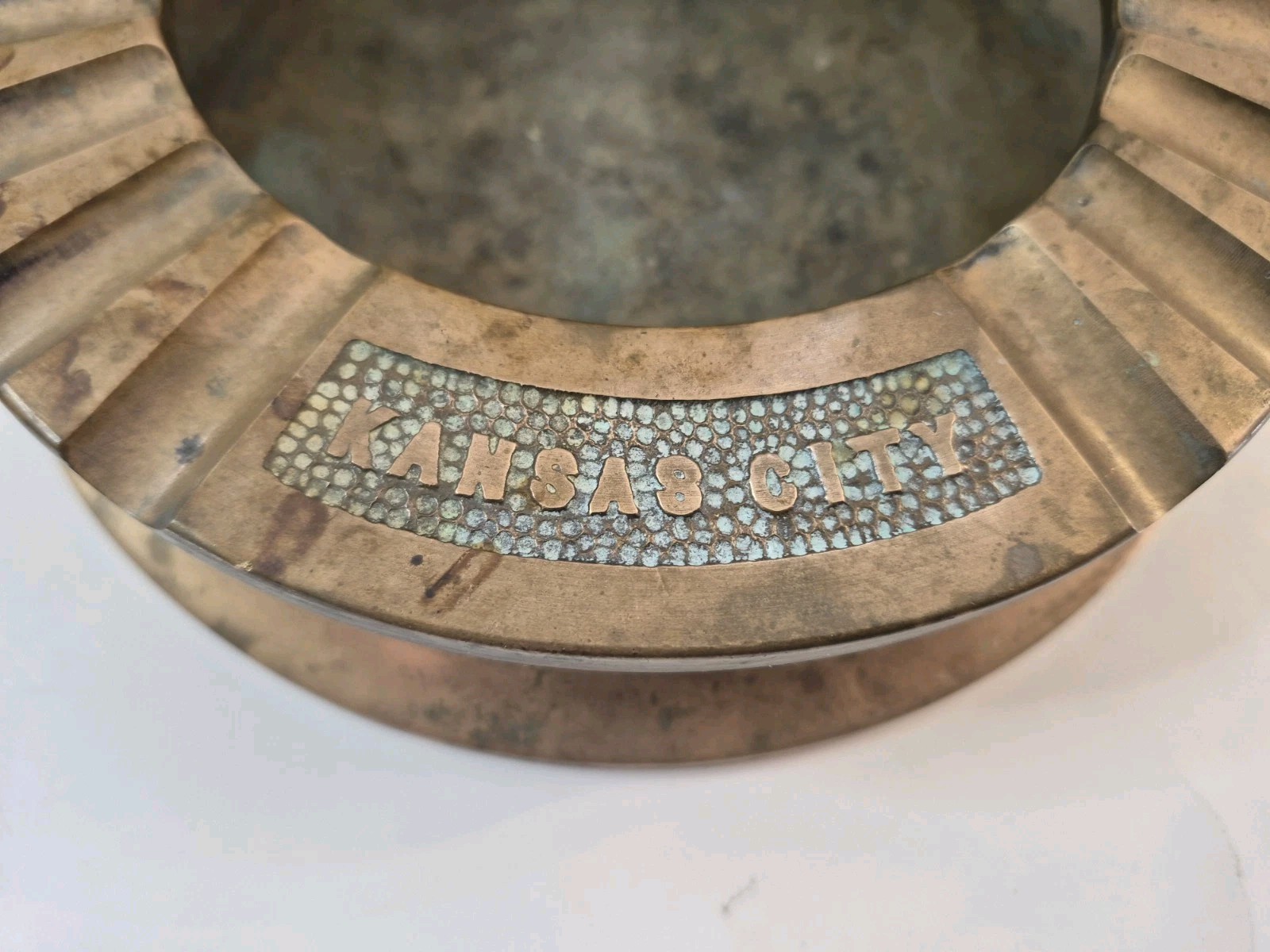 Kansas City EMCO Wardrobes Industrial MCM Heavy VTG Solid Brass Ashtray -5lbs