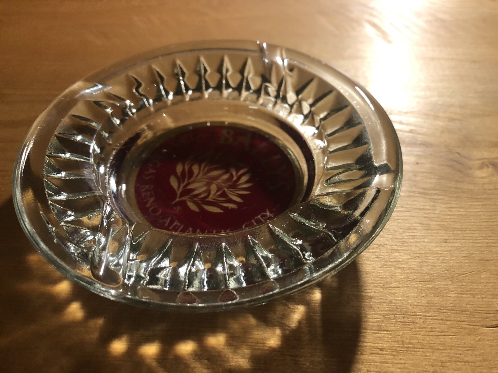 Vintage Ash Tray BALLY’S Casino HOTEL LAS VEGAS Atlantic City Glass Round Red