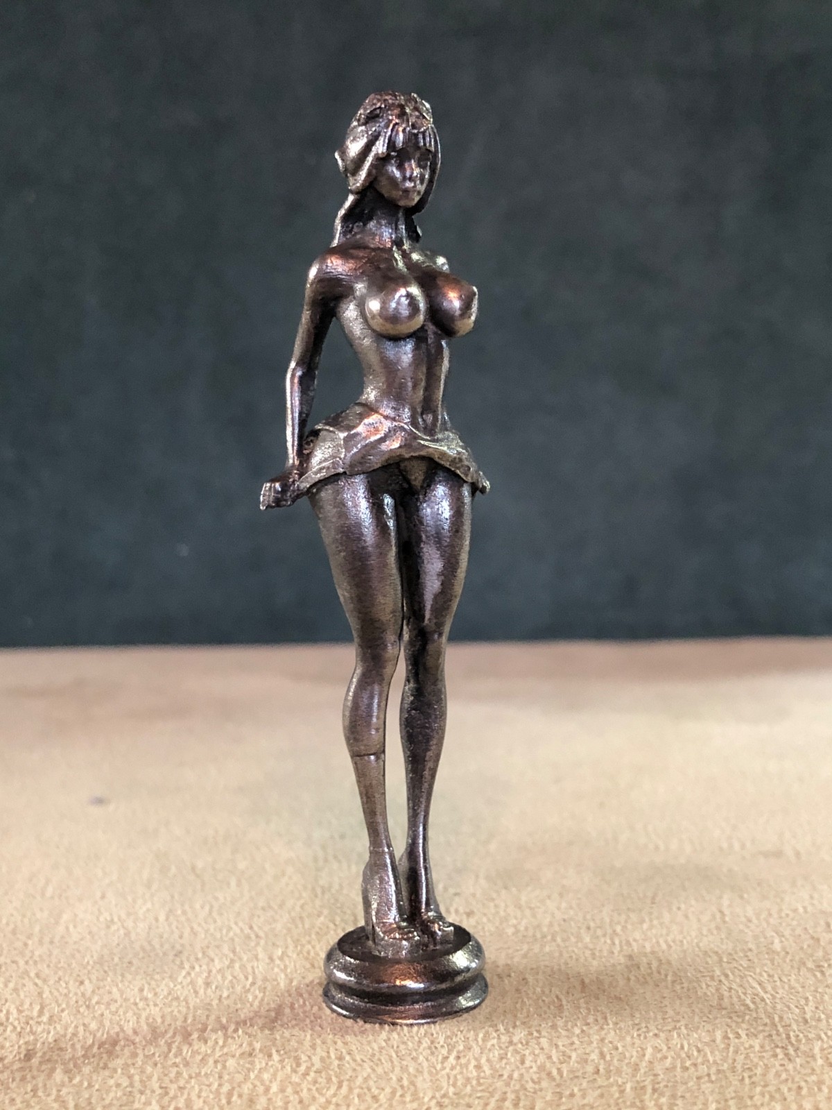 Girl Removing Swimsuit Pipe Tamper, Solid Fine Pewter