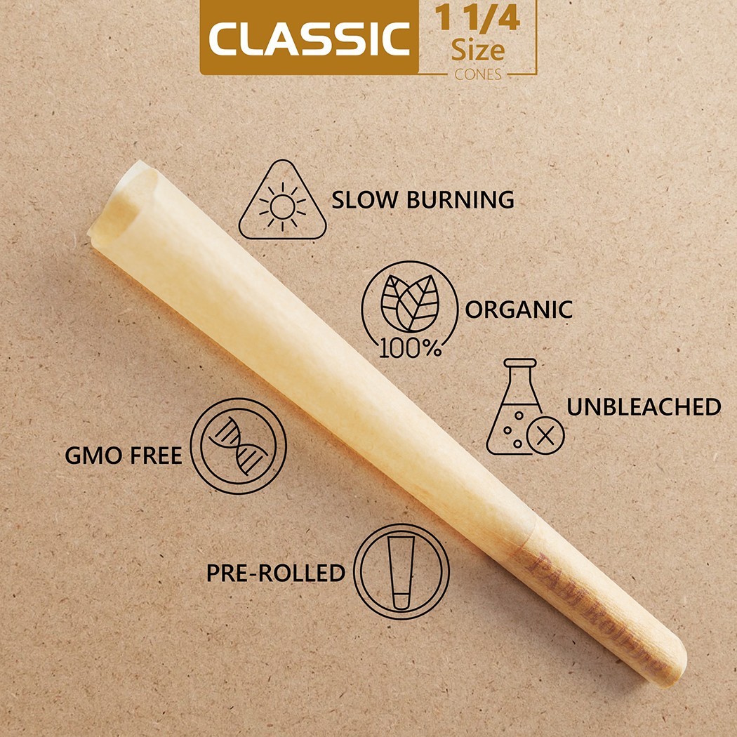 100Pack 1 1/4 Size W/Filter Tip Pre Rolled Cones with Cone Loader Stick and Tube