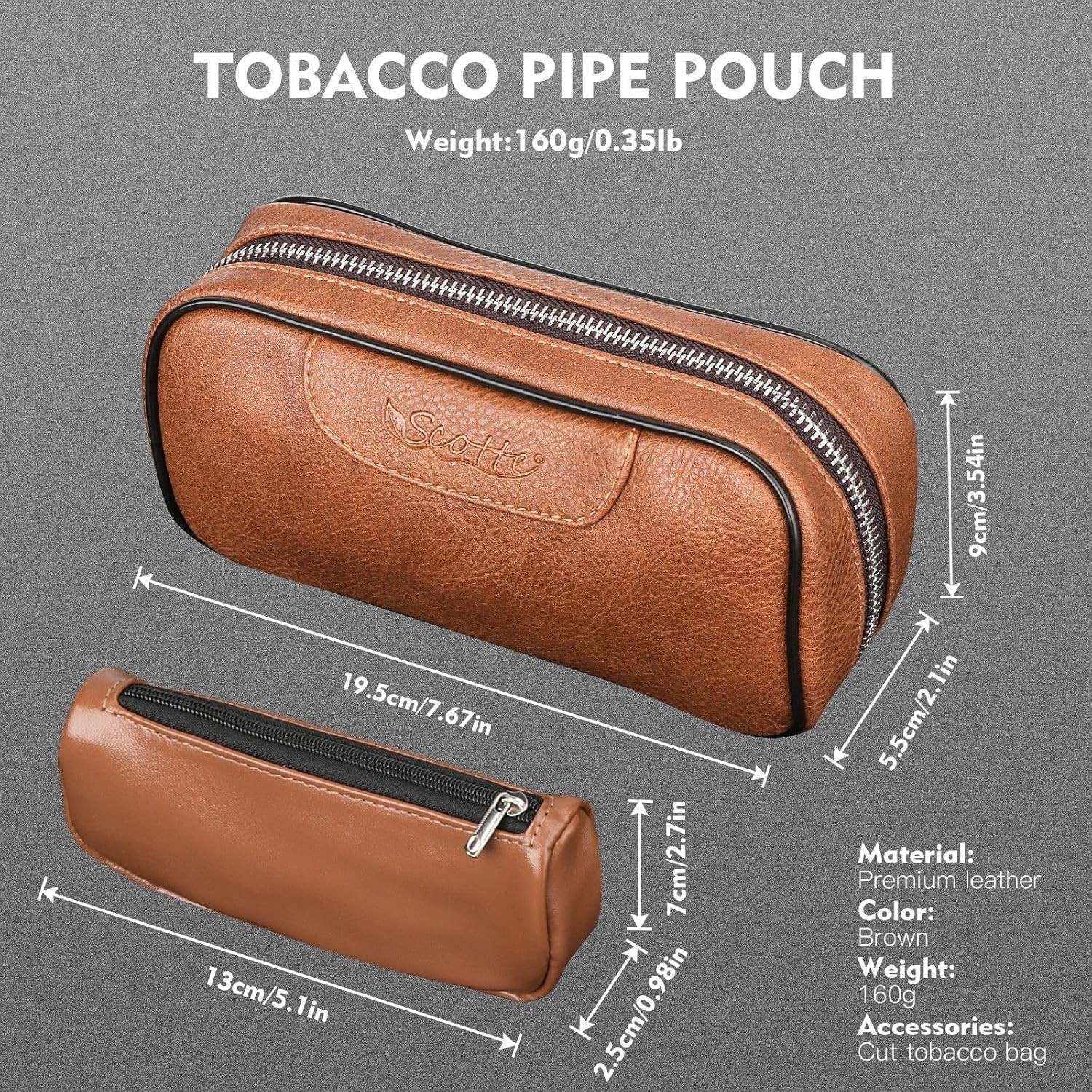 Luxury Brown Handmade Wood Pipe with Pouch & Complete Accessory Set – Ideal Gift