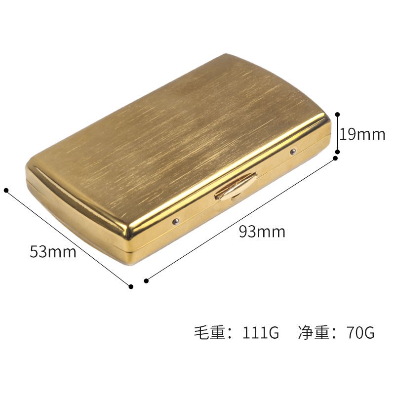 Brass Cigarette Case 12 Holder Portable Durable Storage Box Men Vintage Style