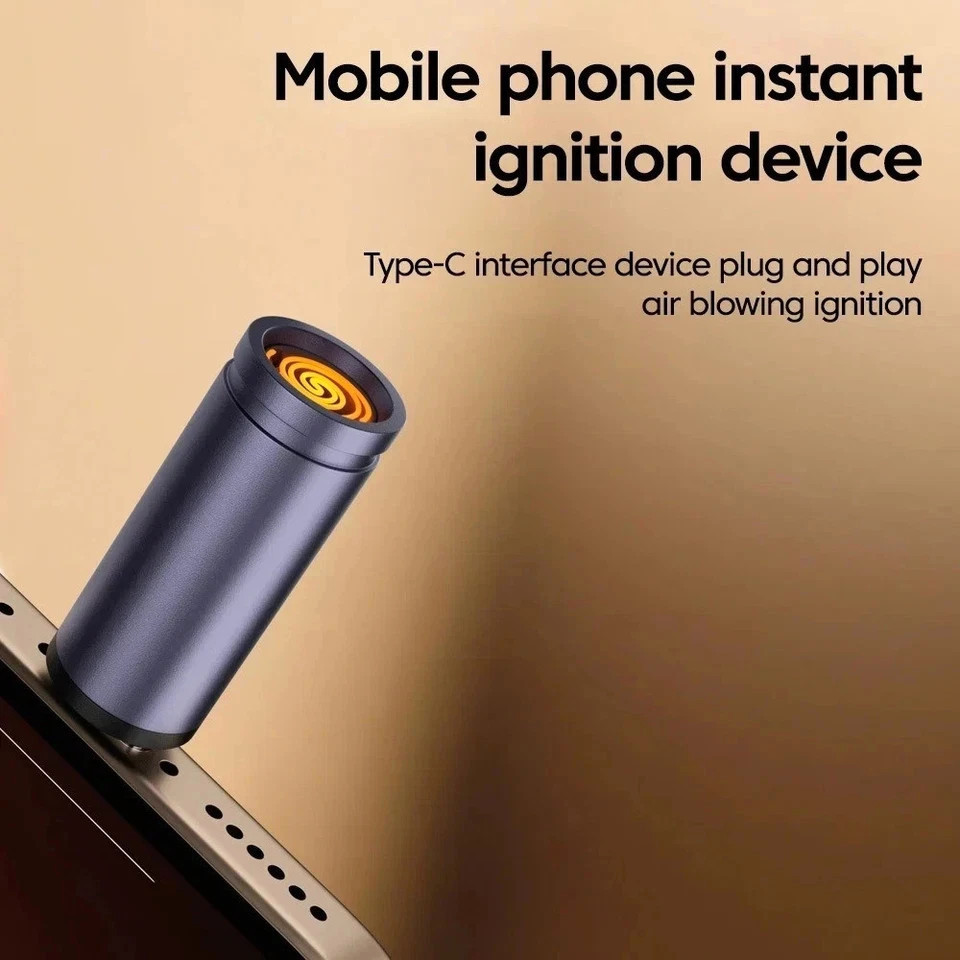 USB Type-C Mobile Phone Cigarette Lighter Air Blowing Portable Mini Lighter NEW