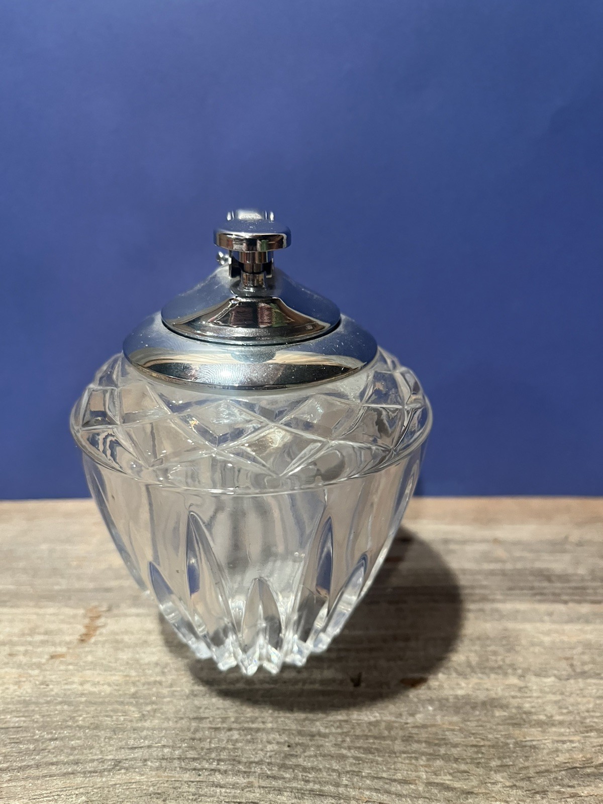 Vintage Princess House Lead Crystal Table Top Butane Lighter Japan Heavy