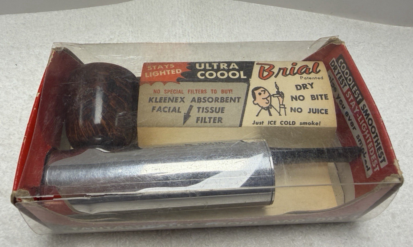 BRIAL ULTRA COOOL Aluminum Base w Screw On Briar Bowl, Nylon Stem, Original Box