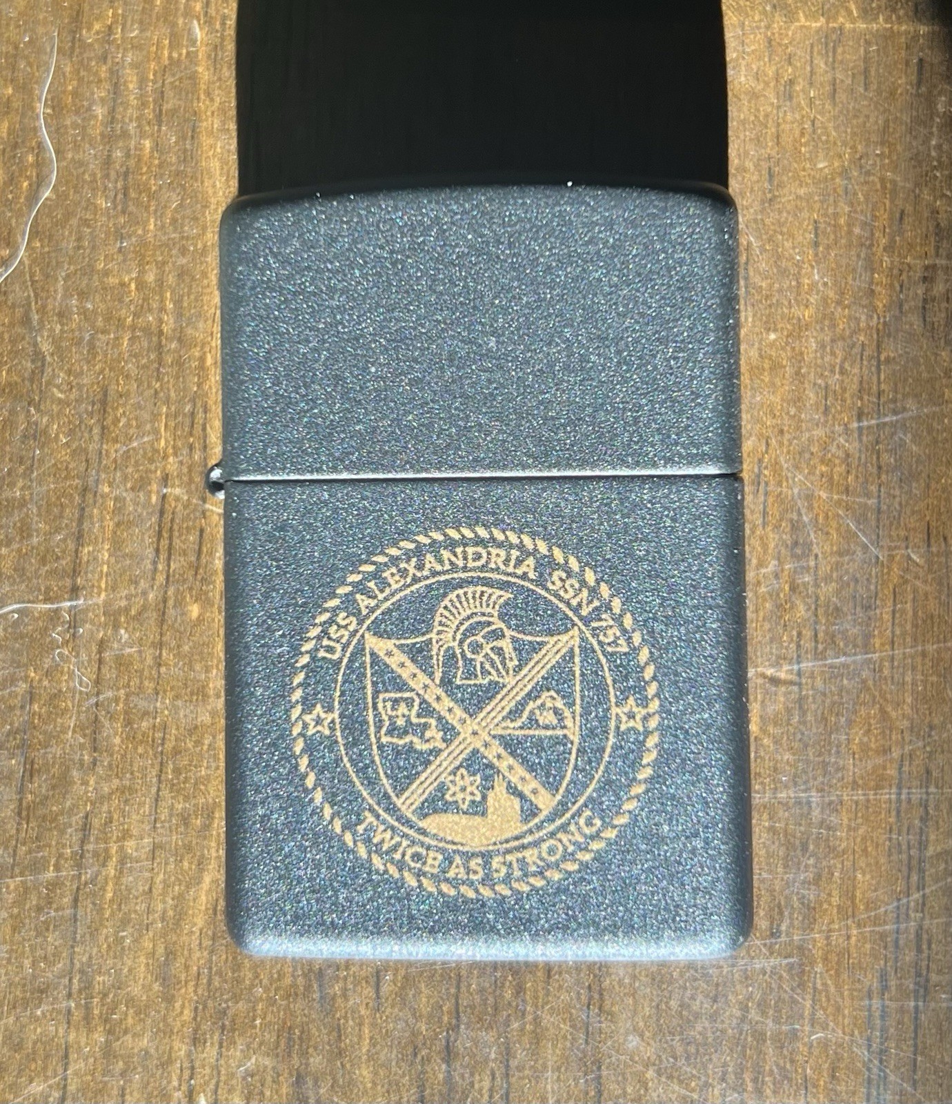 Uss Alexandria SSN 757 **unfired** 1994 Zippo Black Matt With Gold Lettering.￼