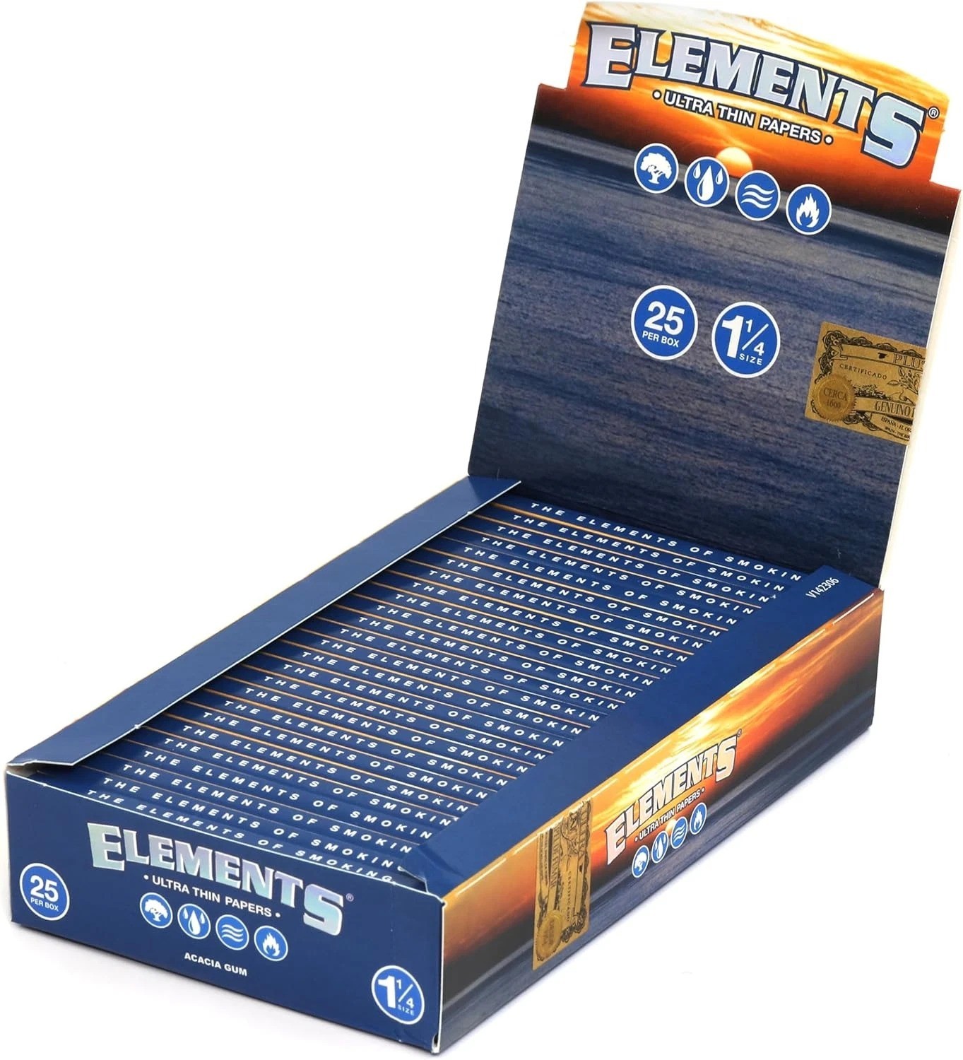Elements 1.25 1 1/4 Size Ultra Thin Rice Rolling Paper Full Box of 25