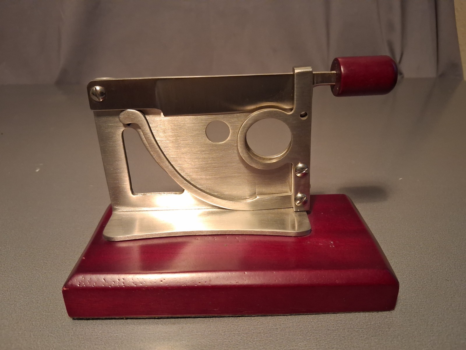 Vintage Table Top Guillotine Cigar Cutter Wood Base 2 3/4 X 5 1/4