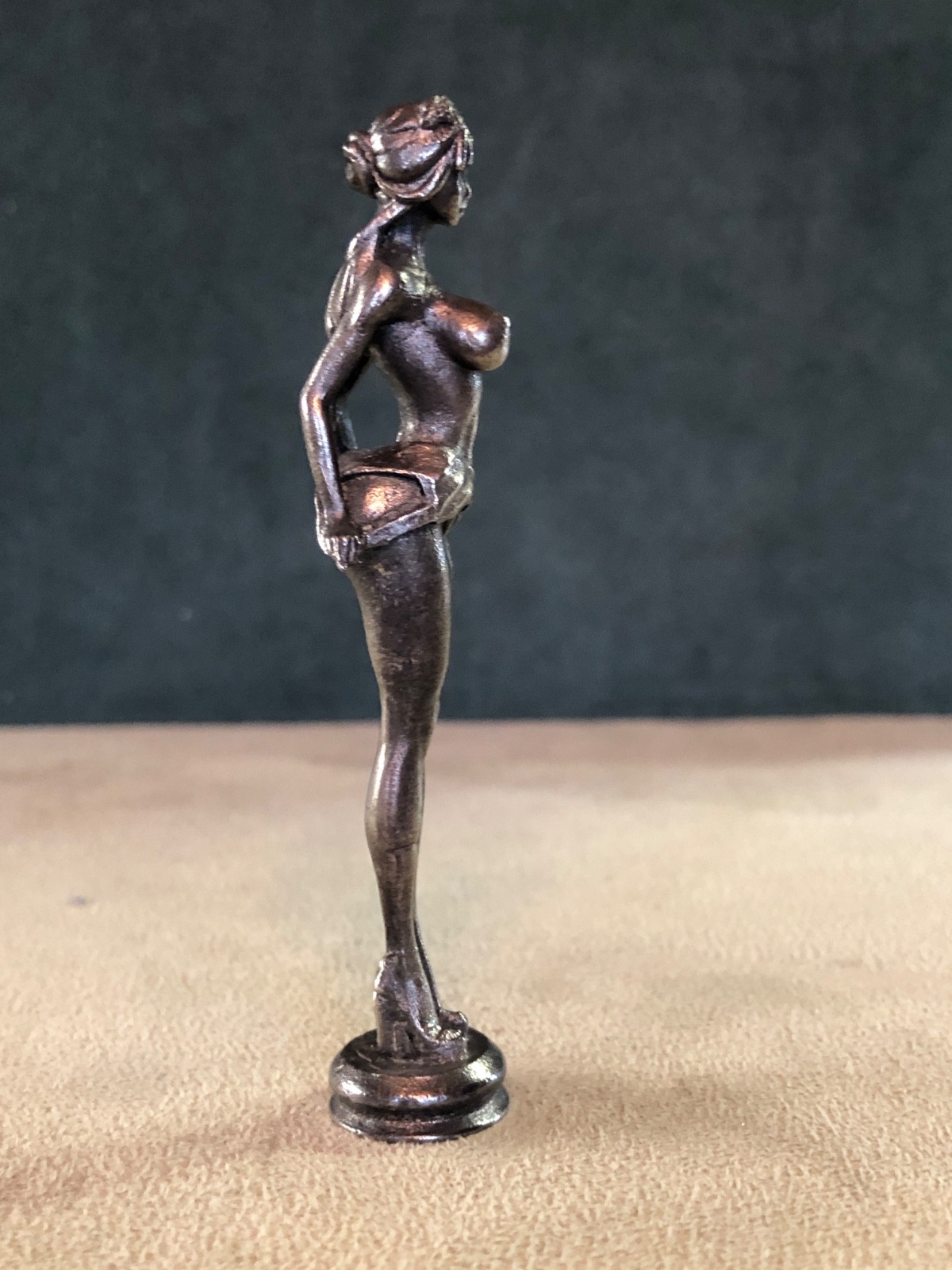 Girl Removing Swimsuit Pipe Tamper, Solid Fine Pewter