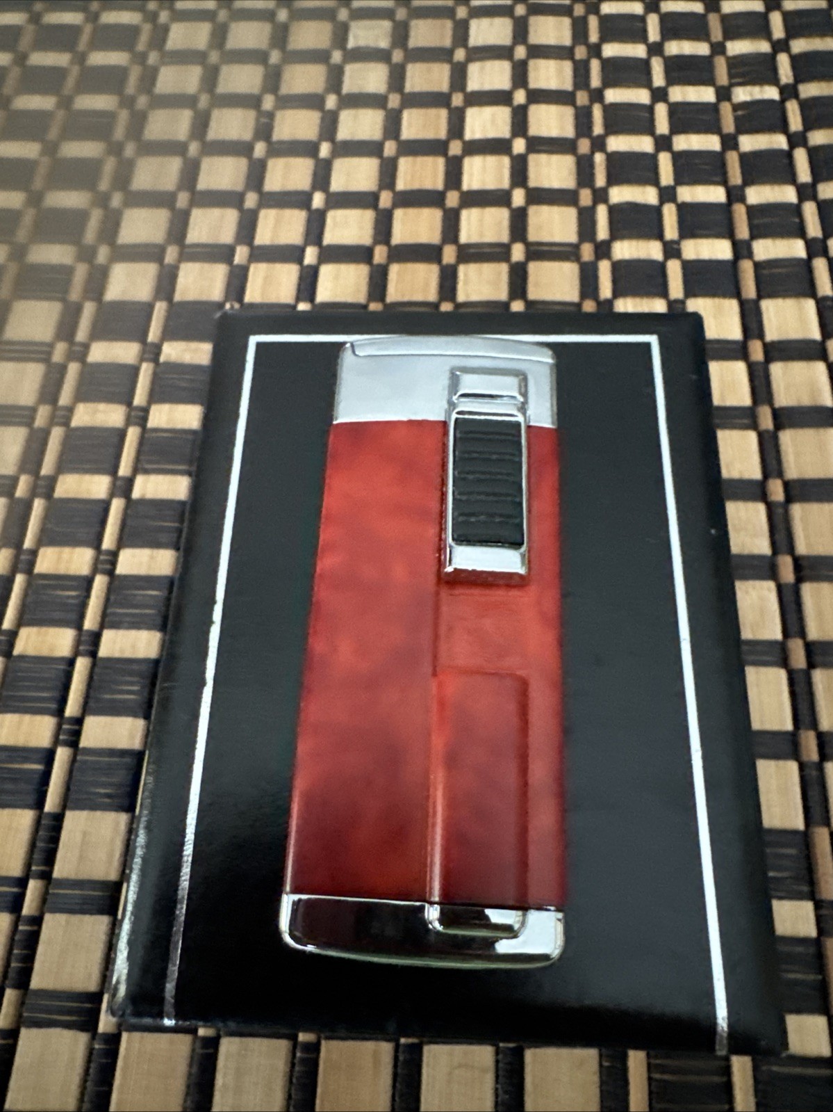 WORKING COLIBRI TORCH Silver & Red/Rust Tone LIGHTER New