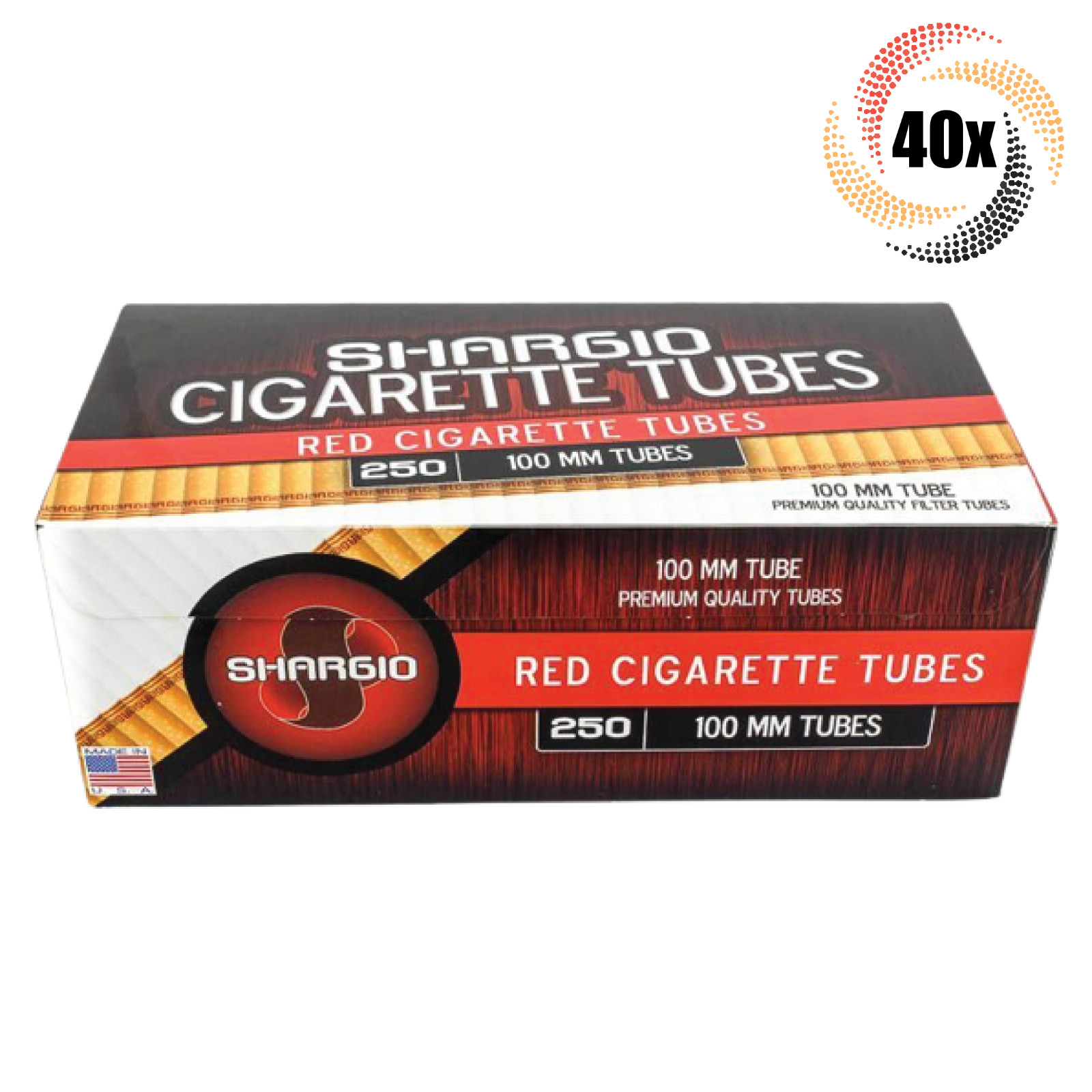 40x Box Shargio Red Full Flavor 100MM 100’s ( 10,000 Tubes ) Cigarette Tube RYO