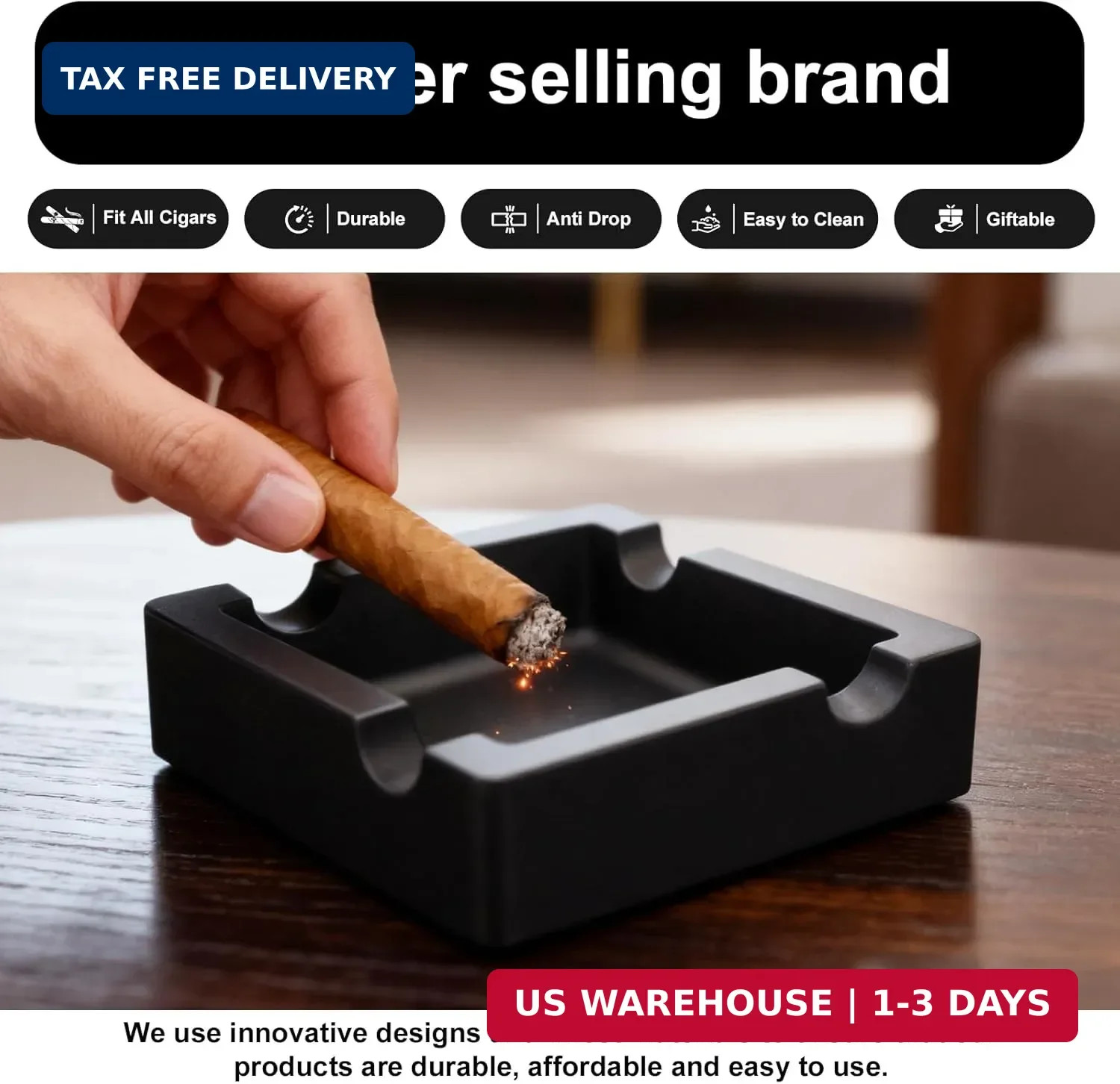 Share Cigar Ashtray,Silicone Outdoor Ashtray for Outside Patio Indoor,Large Ciga
