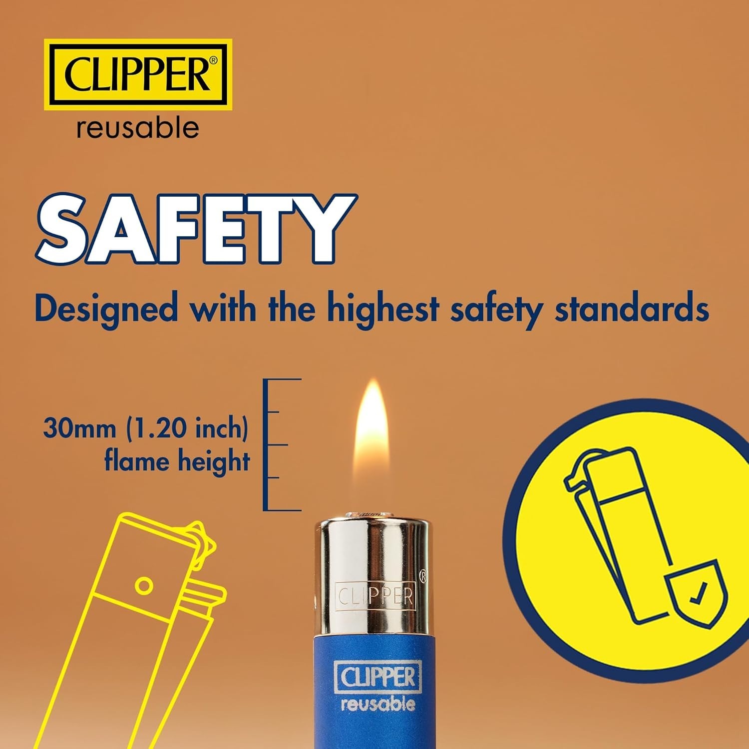 Clipper Metal Lighter – Refillable, Includes Case. Gold Style Butane Lighters
