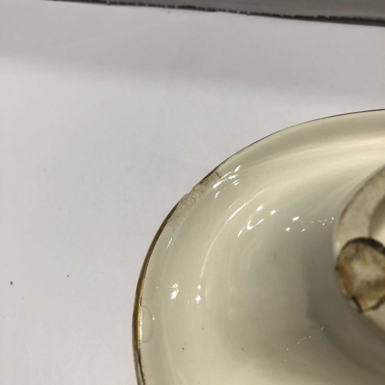 Plymouth Products Phila PA Vintage Ashtray Cream With Gold