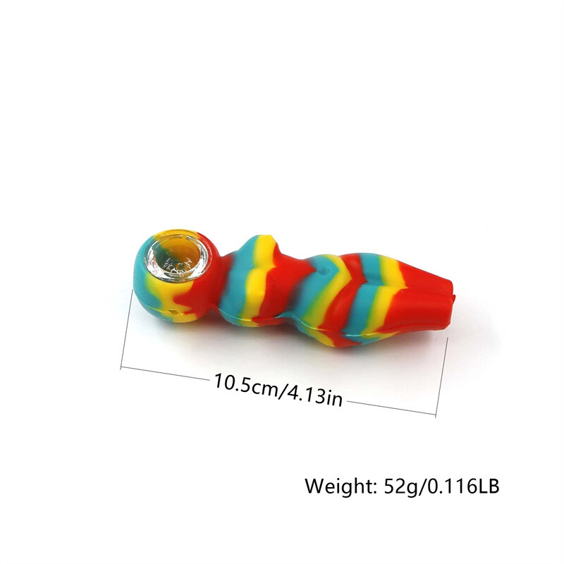 10PCS Silicone Bongs w/ 7-Hole Glass Bowl, Random Color, Stylish & Convenient