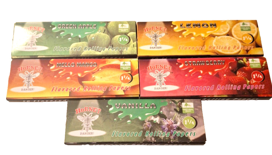 Rolling Papers Flavored Hornet Brand 1 1/4 50 Leaves-5 Packs-Assorted as Shown 2