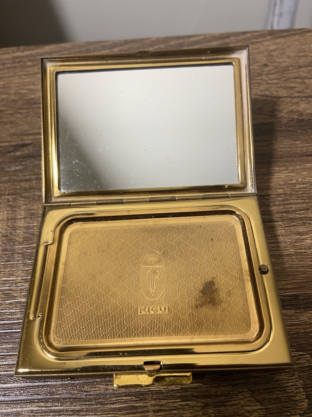 Kigu Mother Of Pearl Cigarette Case And Compact With Mirror, Very Good Condition