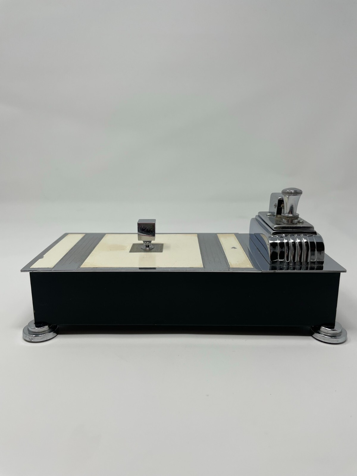 ART DECO RONSON TOUCH TIP LIGHTER AND CIGARETTE BOX