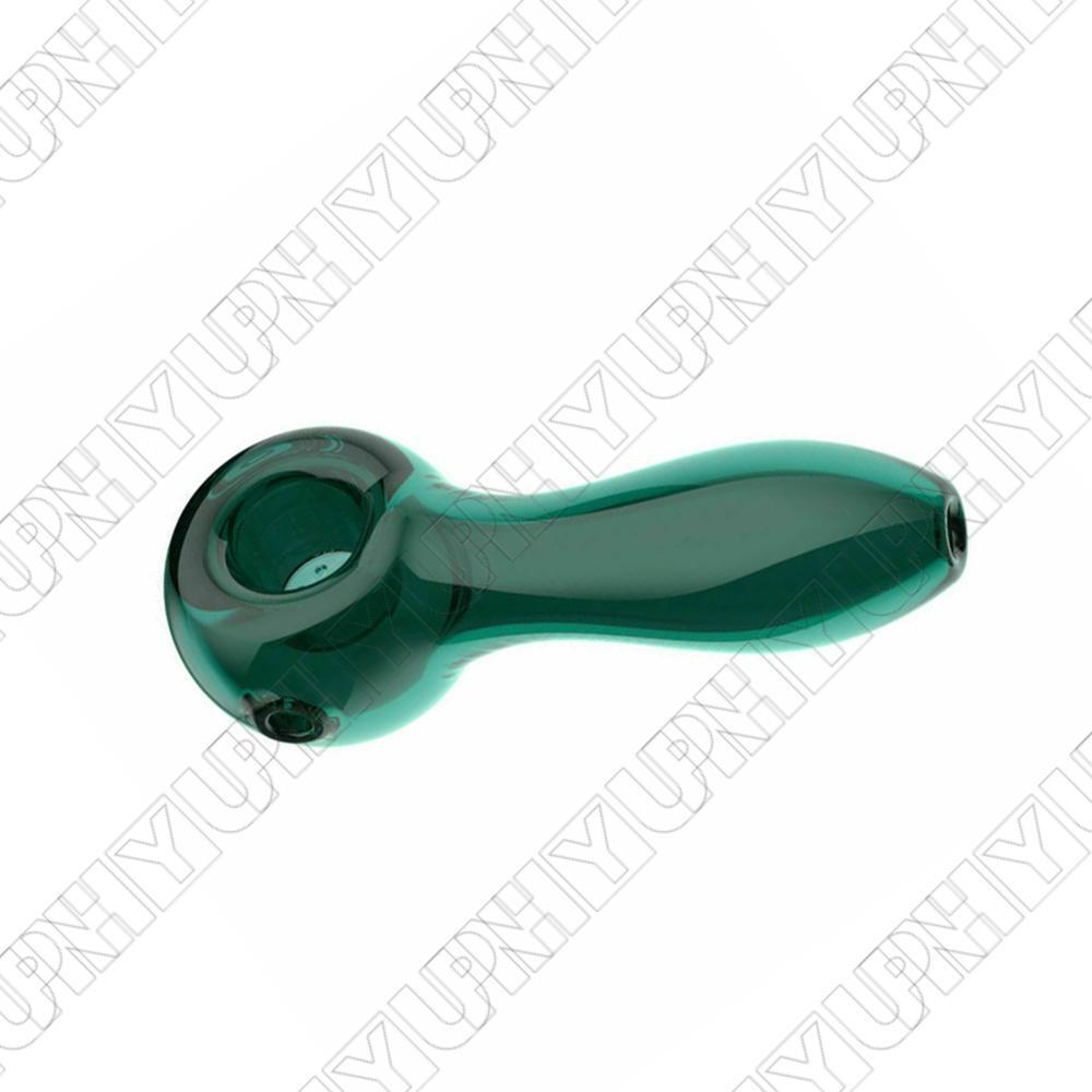 4″ 7Hole Glass Smoking Pipe Glass Spoon Smoke Pipes Green Bowl Pipe 10×4.5×3.8cm