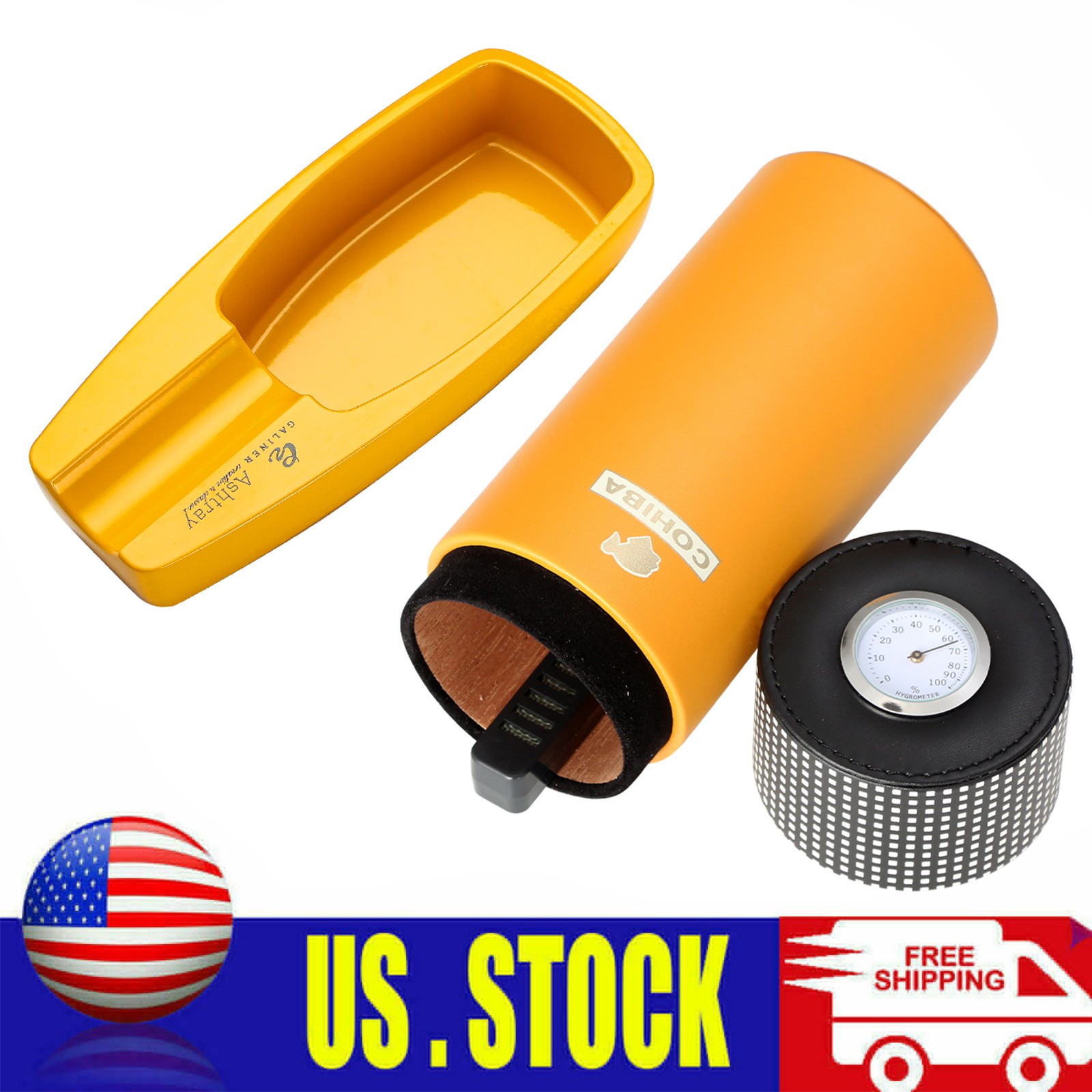 Galiner Travel Cigar Tube Humidor Cigars Case Cedar Humidifier Box Cigar Ashtray