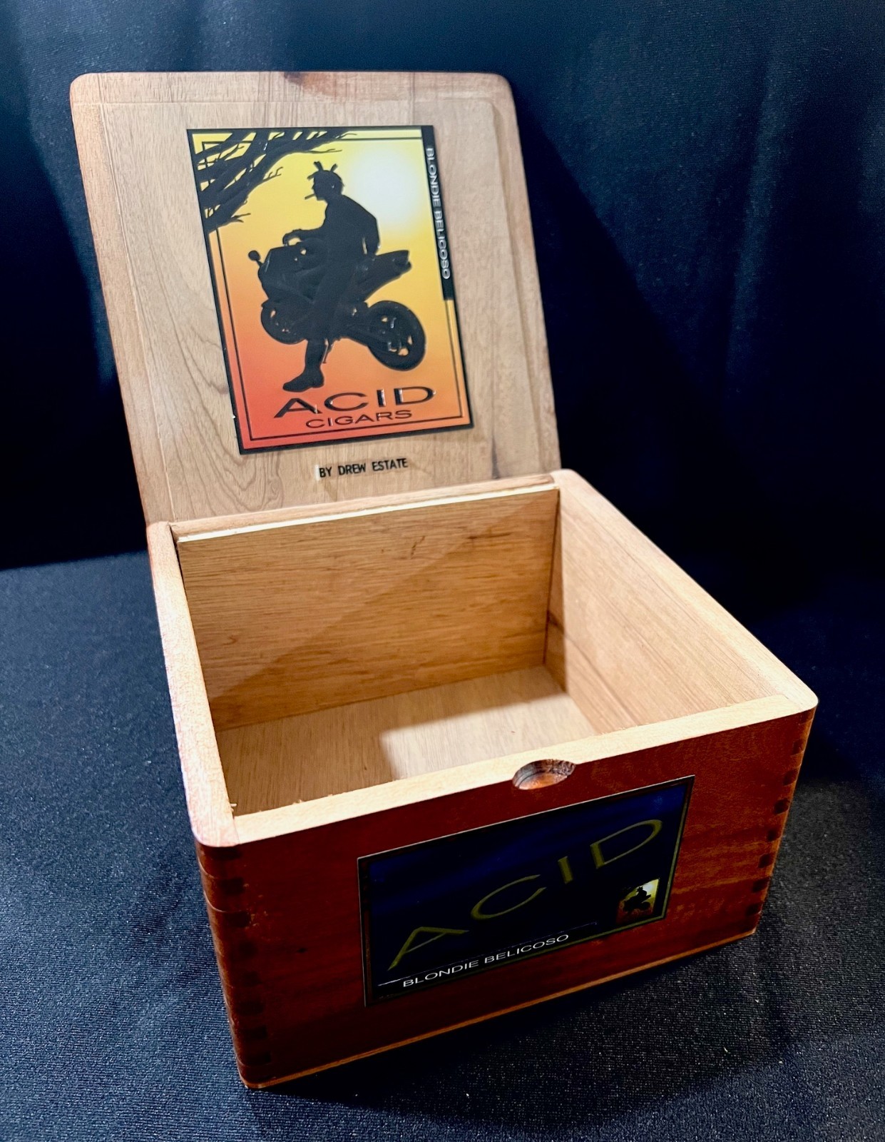ACID Blondie Belicoso Wooden Cigar Box Drew Estate Empty Hinged Storage Case