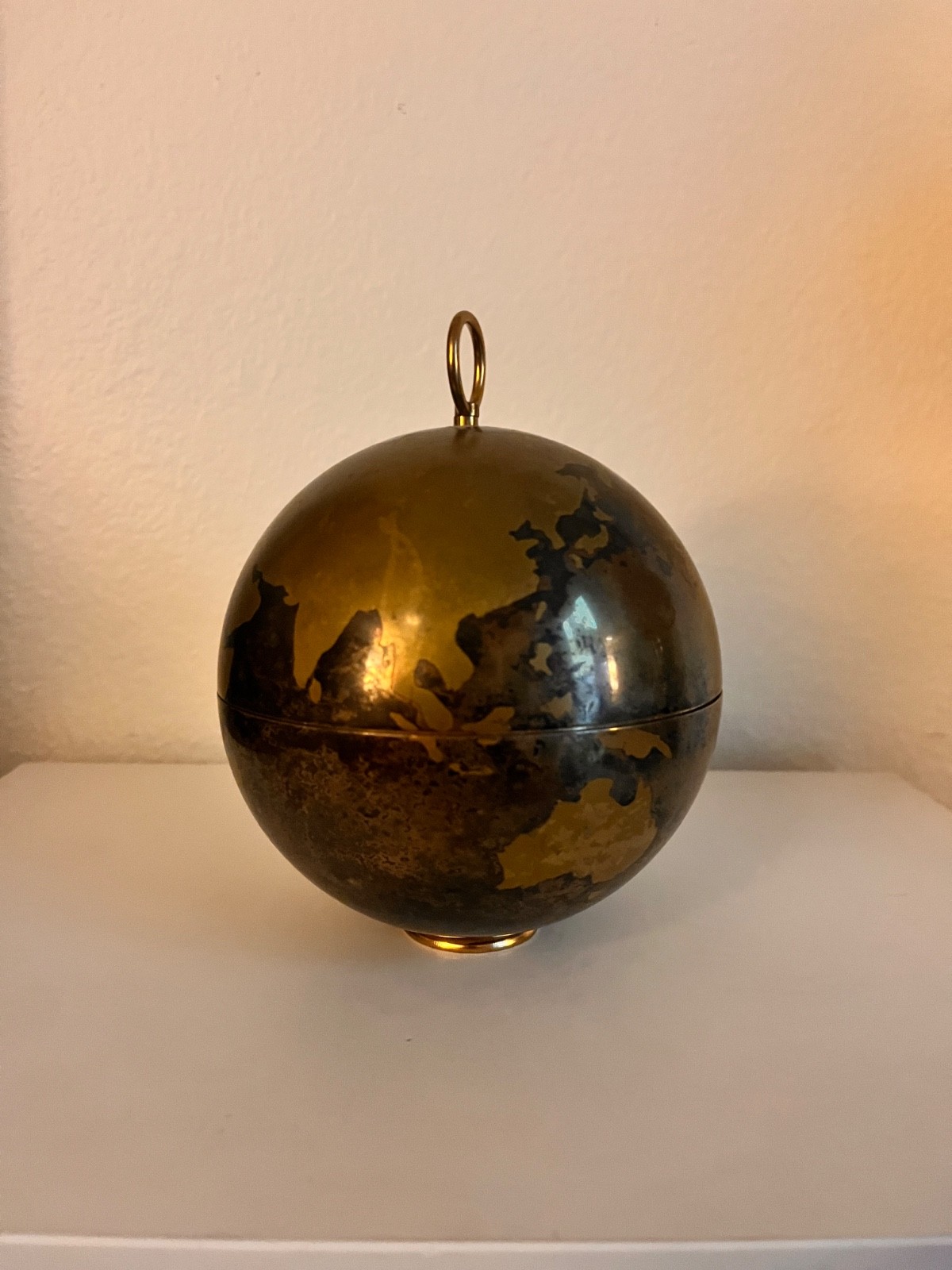 Vintage Globe Cigarette Dispenser – Pop Up – Brass & Metal – Germany MCM 1950’s