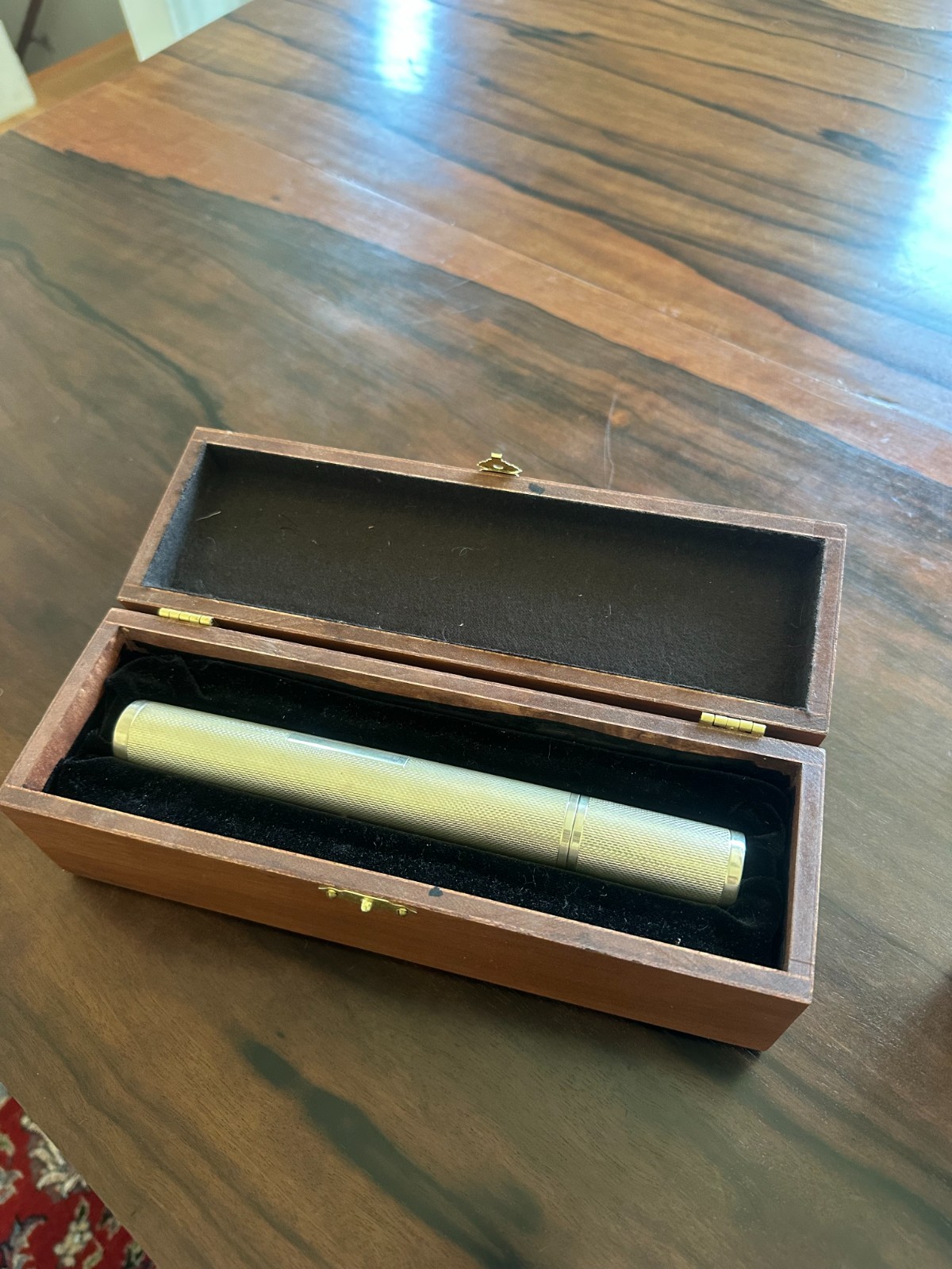 O’Meara Sterling Silver Engine-Turned Cigar Tube Case w/ Fitted Presentation Box
