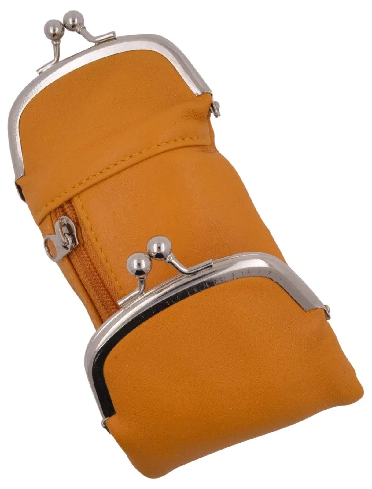 Beige Leather Cigarette Smoke Carrying Case Coin Holder Zip Pocket Wallet