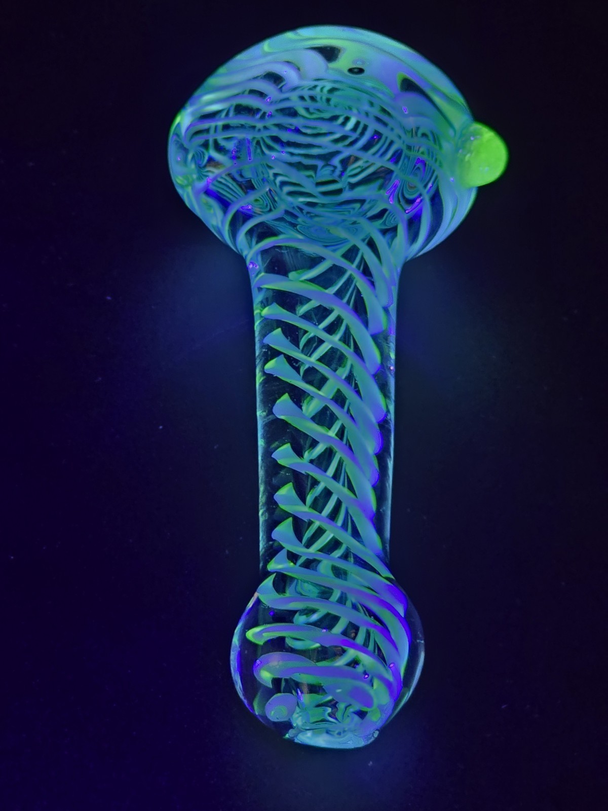 Glow in the Dark Glass Pipe.3.75″ Handmade UV Reactive