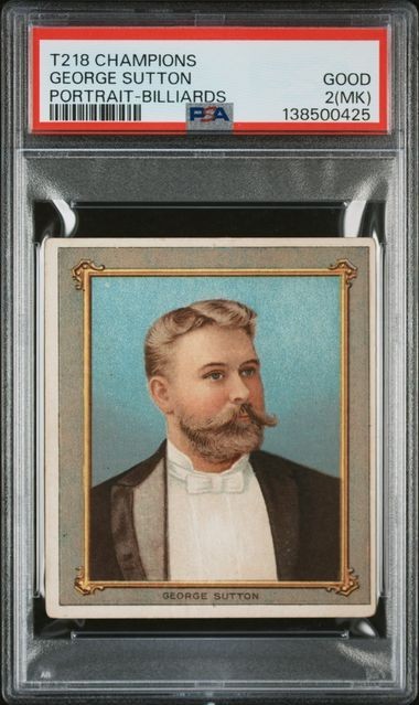 GEORGE SUTTON 1910 T218 Champions PORTRAIT-BILLIARDS PSA 2(MK) GOOD