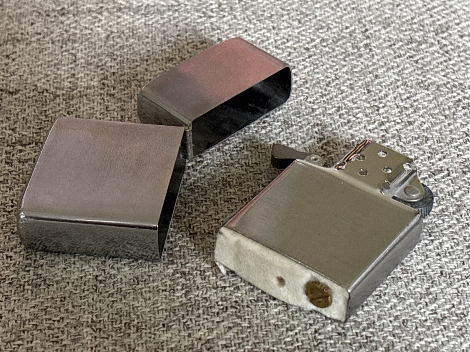 1955 1956 1957 Zippo Lighter Brush Chrome Over Brass Tight Hinge Strong Cam NICE