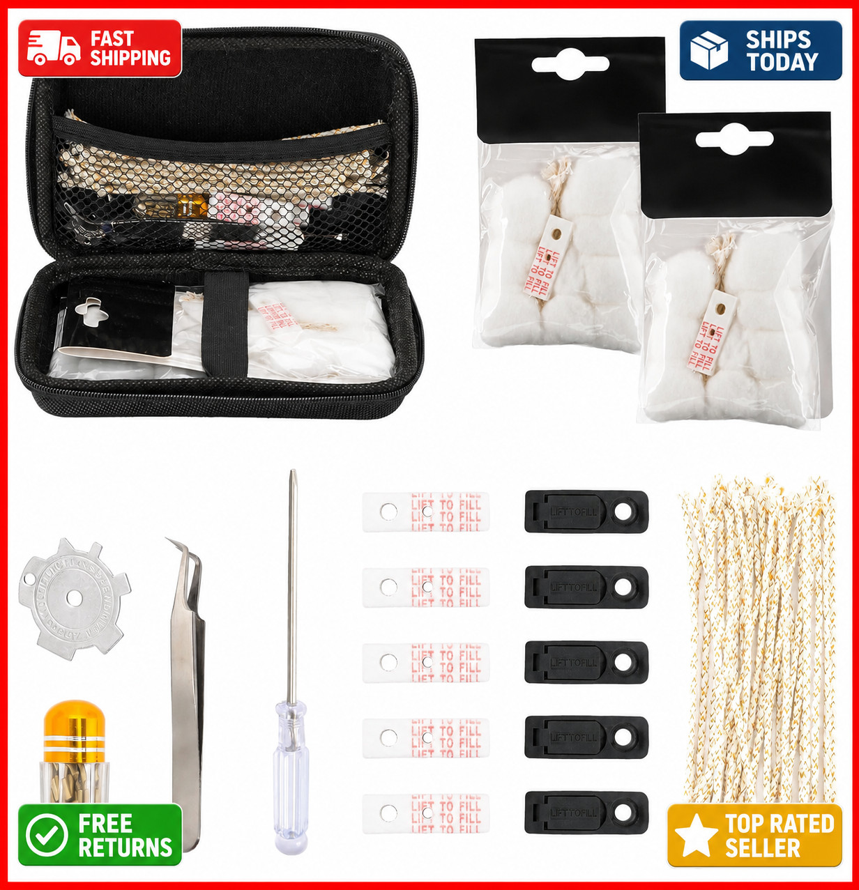 Zippo Repair Kit – Replacement Parts with Cotton, Flint, Wick, Pad & Tool