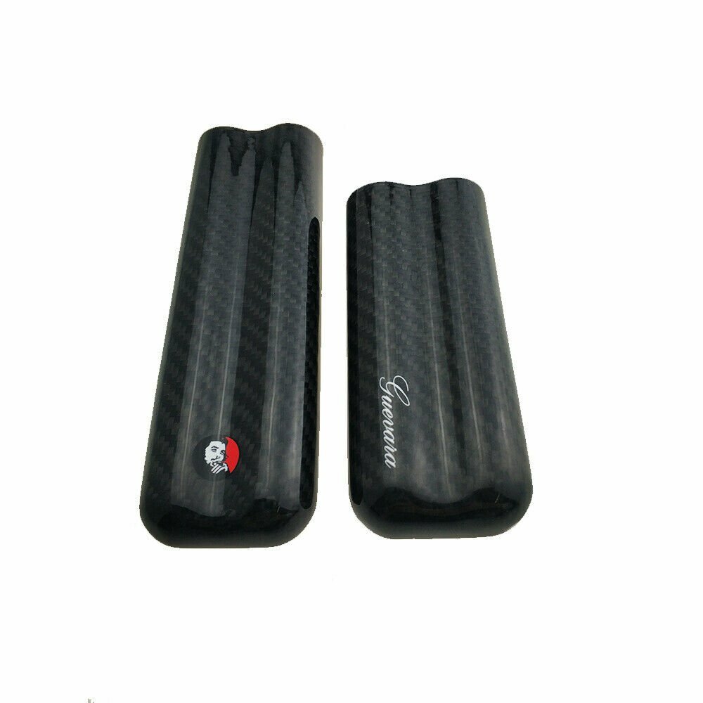 Black Carbon Fiber Cigar Case Holder 2 Cigar Portable 2 Tube Travel Case Gift