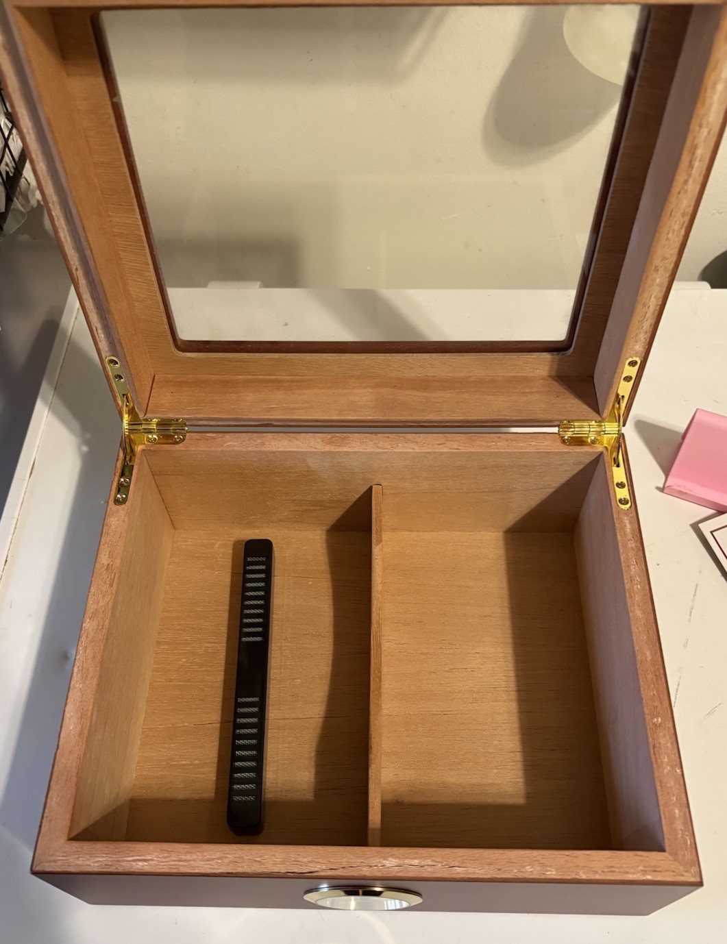 Cherry Wood Glass Top Cigar Humidor w/ Sure Seal Lid – Cedar Lined CB5