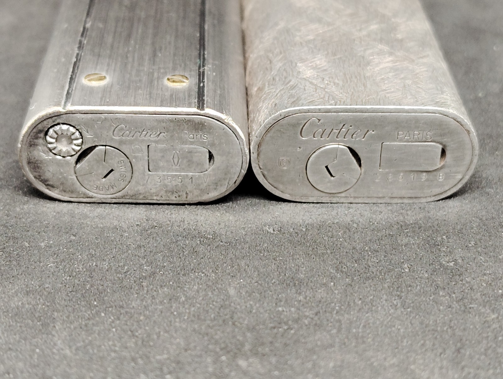 Lot of 2 Vintage Cartier gas lighter silver oval working condition