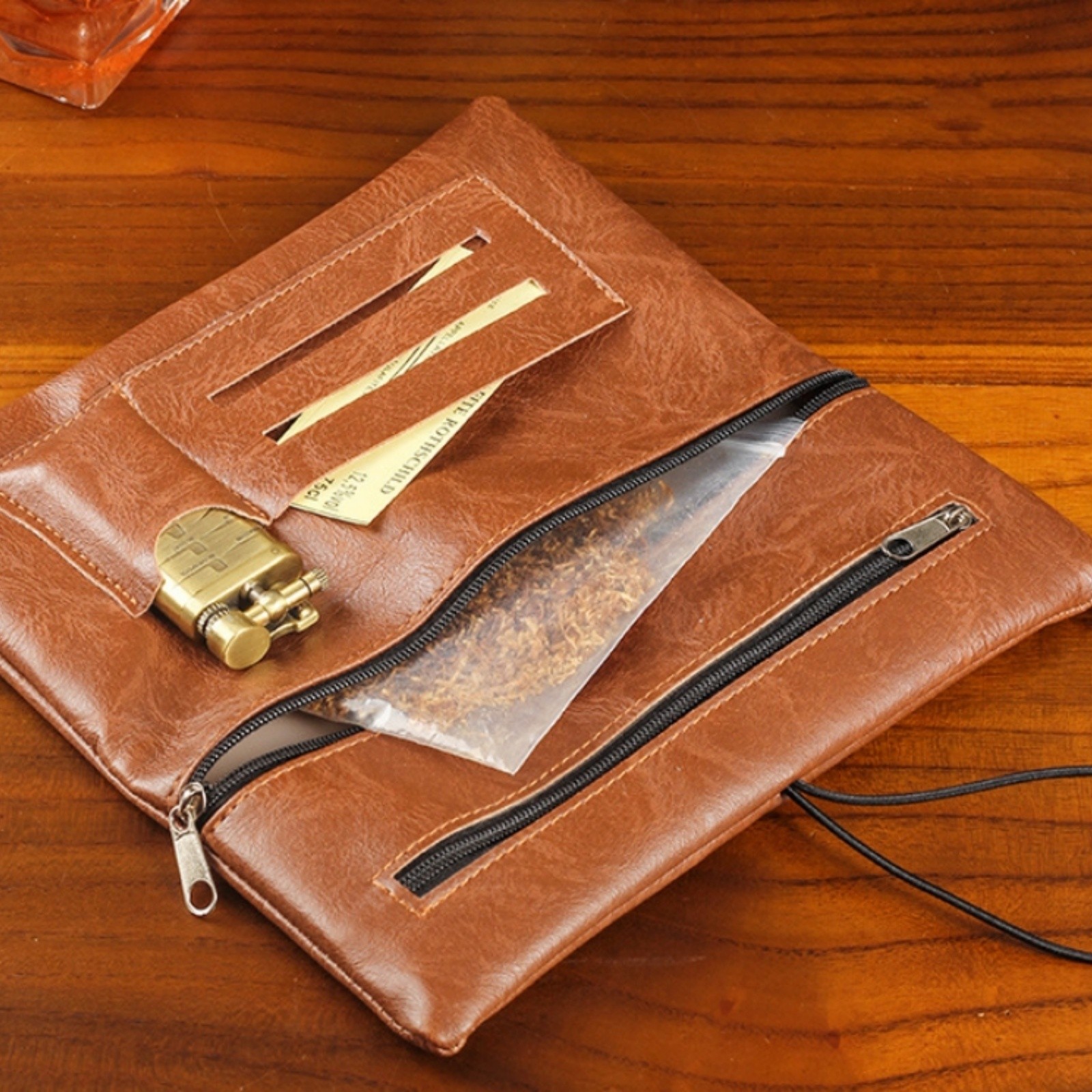 Leather Tobacco Pouch Rolling Tobacco Bag Portable Cigarette Storage Case Holder