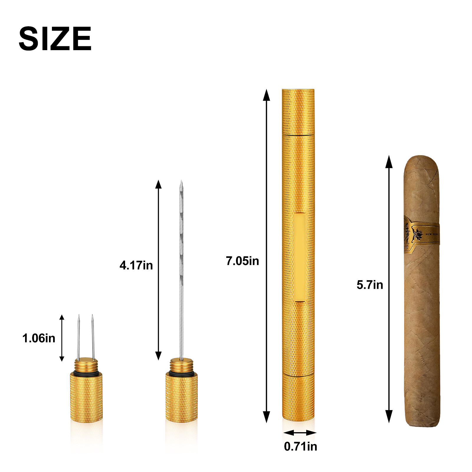 2 in 1 Cigar Draw Enhancer Metal Needle Tool Cigar Punch& Holder Cigars Drill