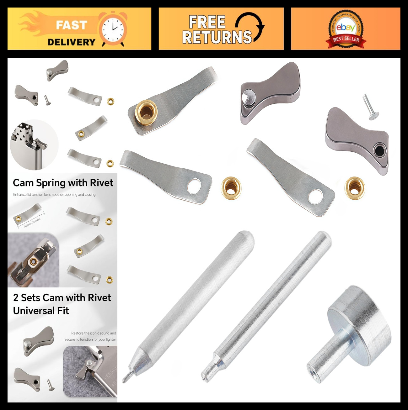 Replacement Repair Kit for Zippo Lighter – Cam Springs, Rivets & Accessories