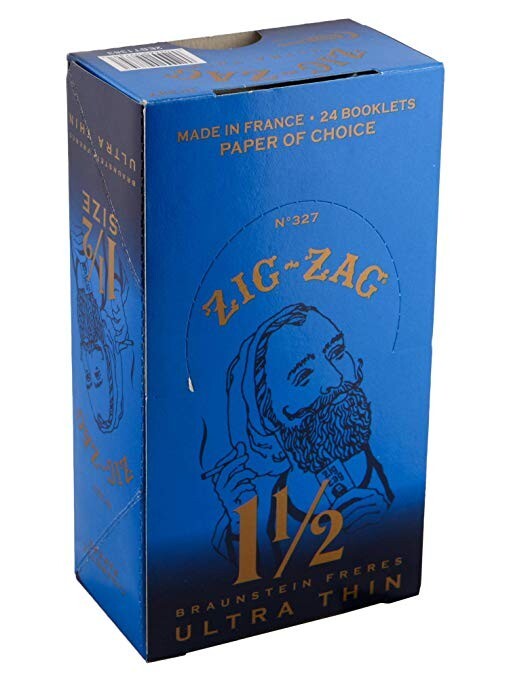 👀✨FULL BOX OF ZIG-ZAG ROLLING PAPERS 1 1/2 SIZE BLUE ULTRA THIN ✨24 BOOKLETS
