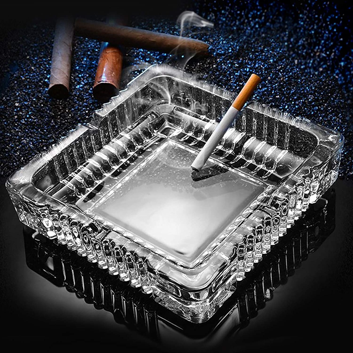 Large Glass Ashtray for Cigarette Cigar Clear Crystal Ashtray