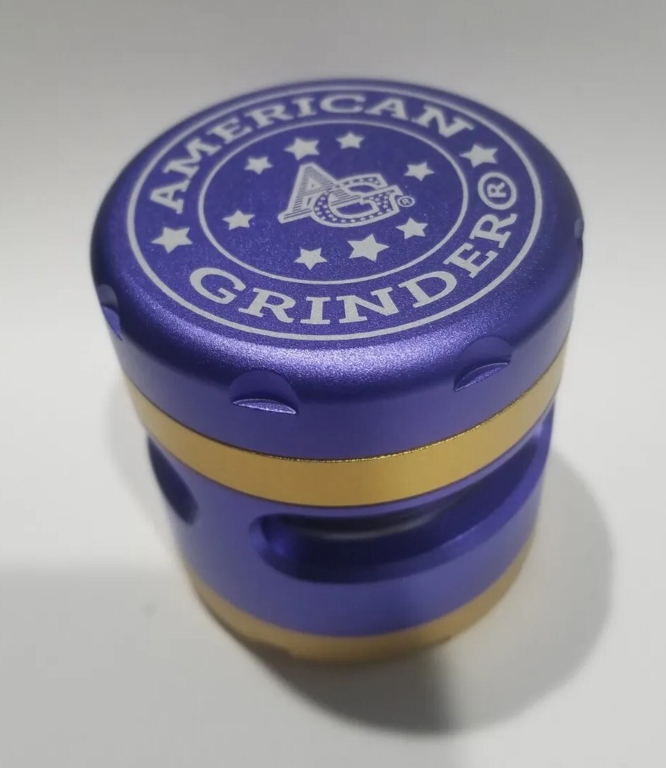 Purple gold 62Mm Patented Americangrinder(r)with windows and A removable screen