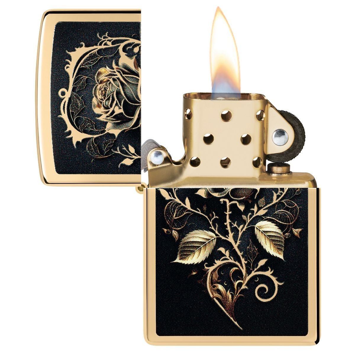 Zippo Lighter: Golden Rose – High Polish Brass 46665